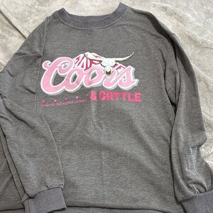 Coors & Cattle Grey Sweatshirt with Pink Logo